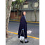 Navy Blue Women's Structured Wool Coat with Elegant Design