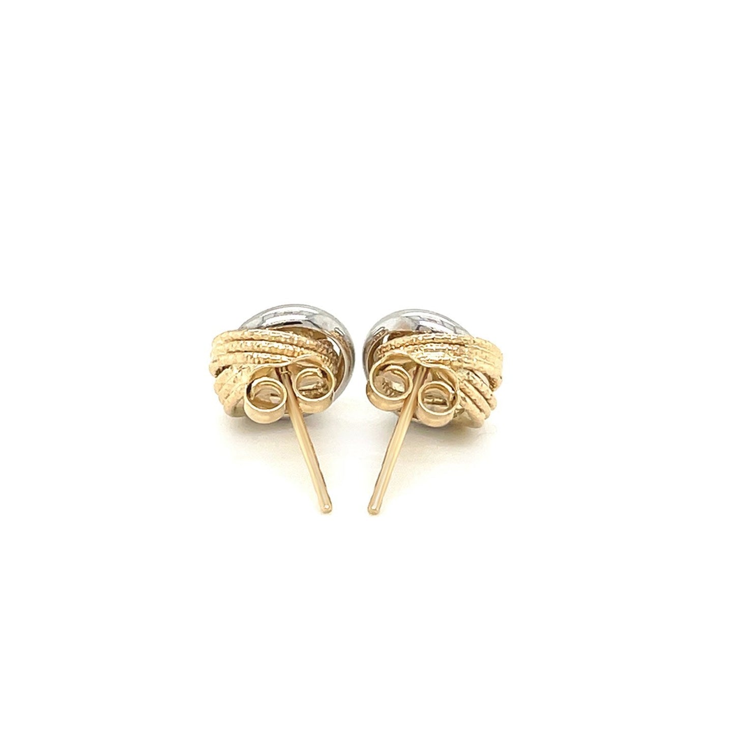 14k Two-Tone Gold Multi-Textured Open Circle Earrings