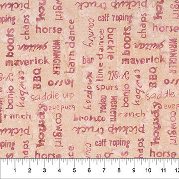 Saddle Up Words Blush Cotton Fabric 43"/44" Per Yard