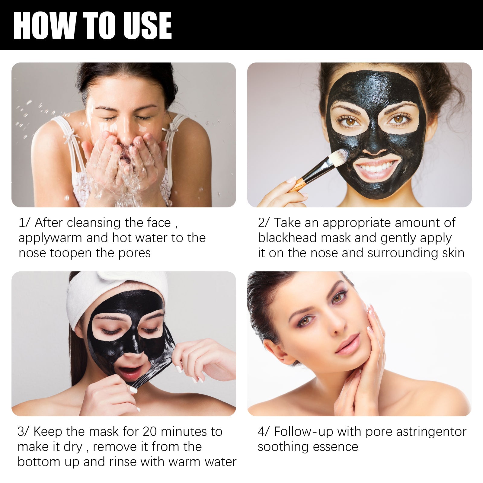 Blackhead Removal Mask, Peel Off Remove Blackhead Activated Carbon Cleansing Face Mask - Korvel