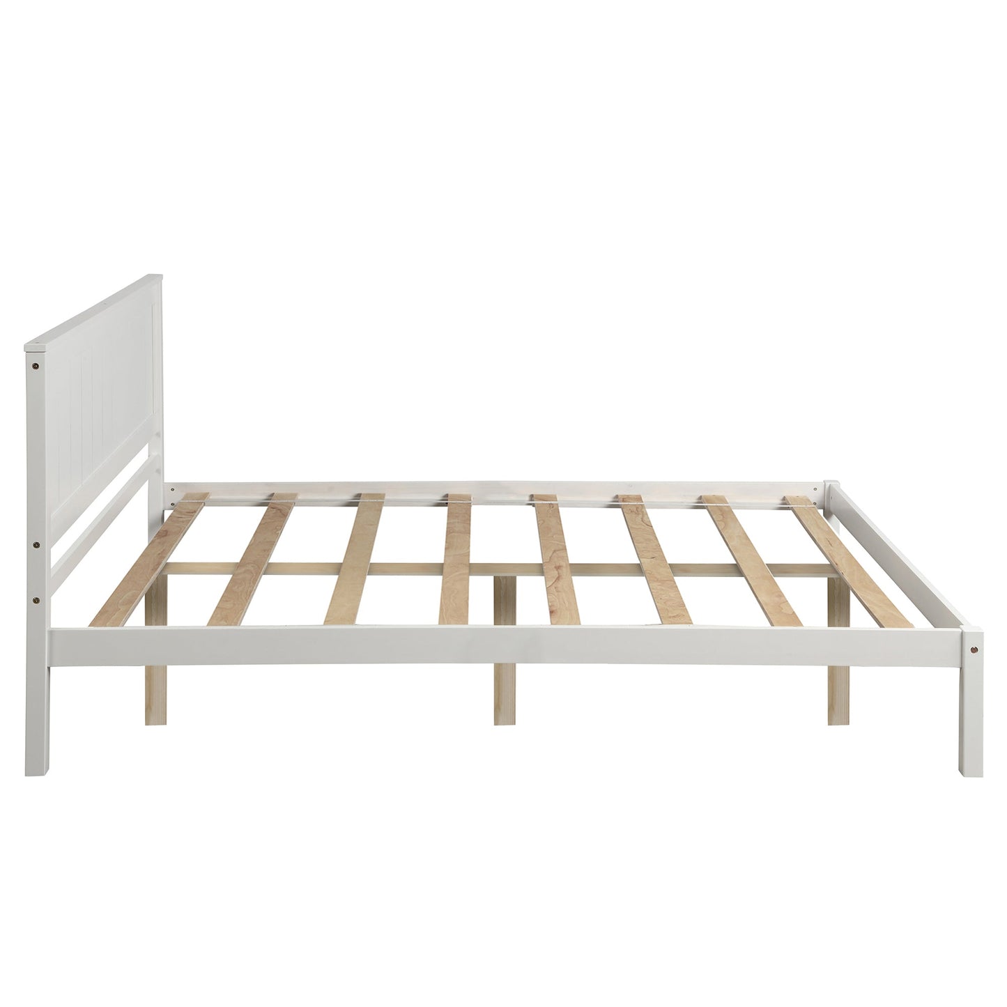 Elegante Estructura de Cama Plataforma Blanca Completa con Cabecera