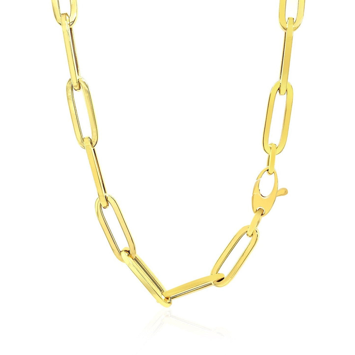 Collier en chaîne large en papier clip en or jaune 14K