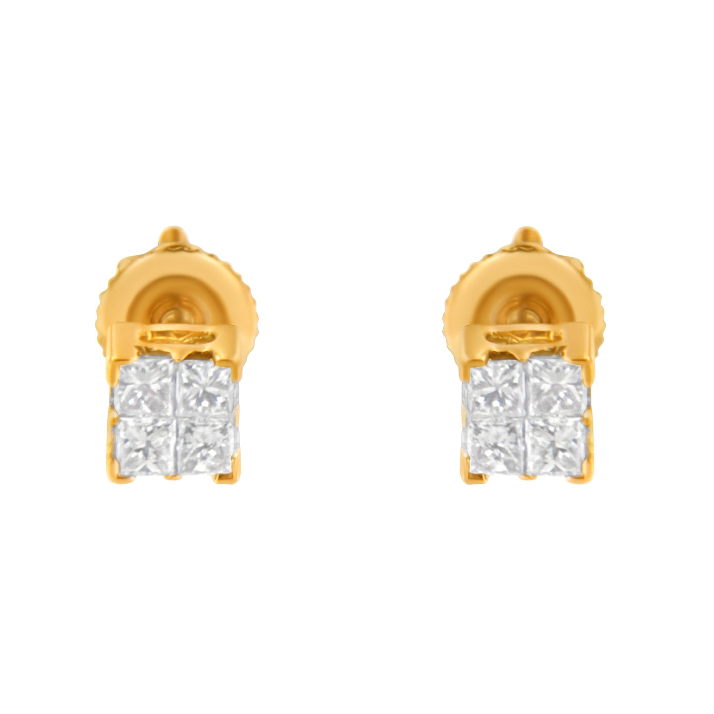 Boucles d'oreilles en diamant princesse en or jaune 10KT
