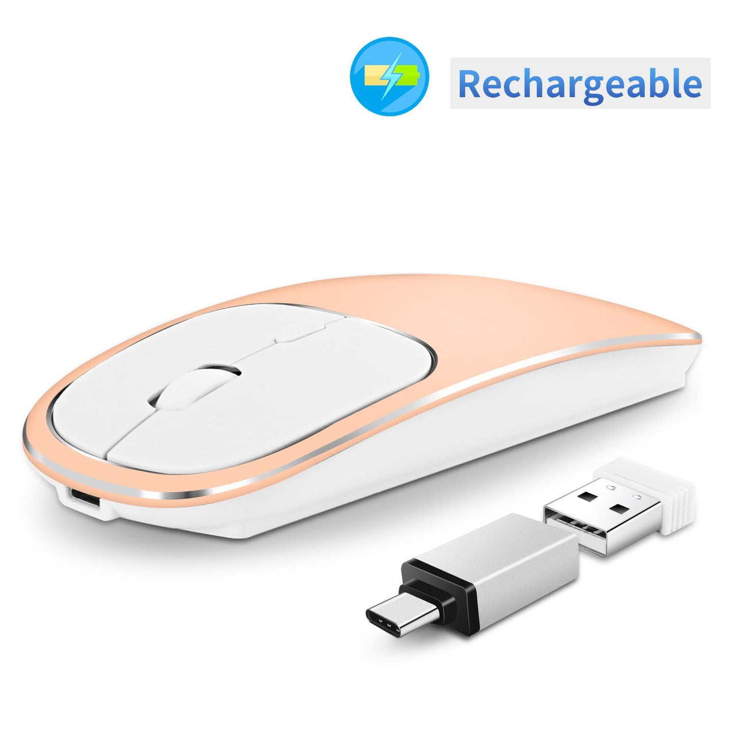 Wireless Mouse Charging Silent 2.4G Mouse Male and Female Portable Desktop Notebook Office - Korvel