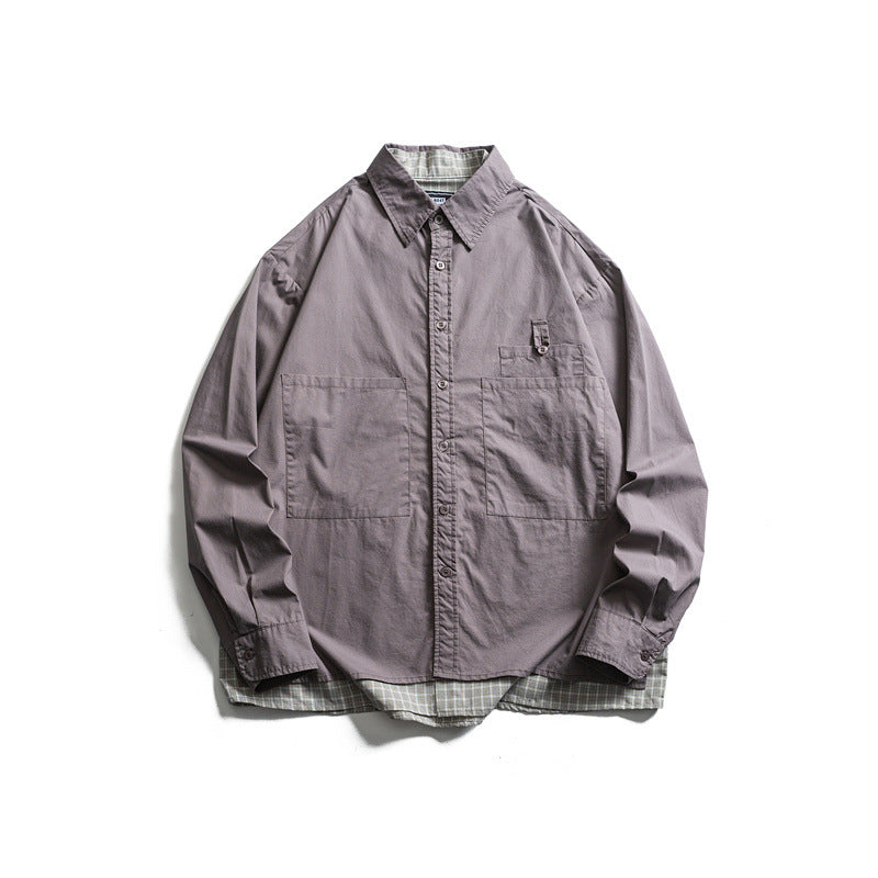 Two piece checkered long sleeved shirt for casual vacation men - Korvel