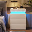 Mesita de Noche Blanca Moderna con 3 Cajones LED