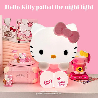 Kawaii Sanrio Hello Kitty Pat Night Light Girls Bedroom Bedlight Anime Hellokitty Night Lamp Desktop Decor Ornaments Girls Gift - Korvel