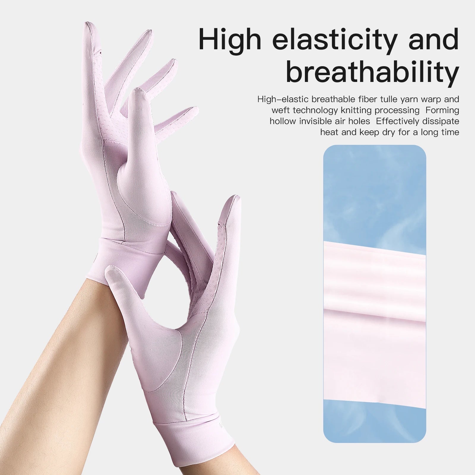 Cycling UV resistant thin breathable silicone anti slip touch screen sunscreen ice silk gloves - Korvel