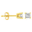 Boucles d'oreilles en diamant solitaire taille princesse en or jaune 14K