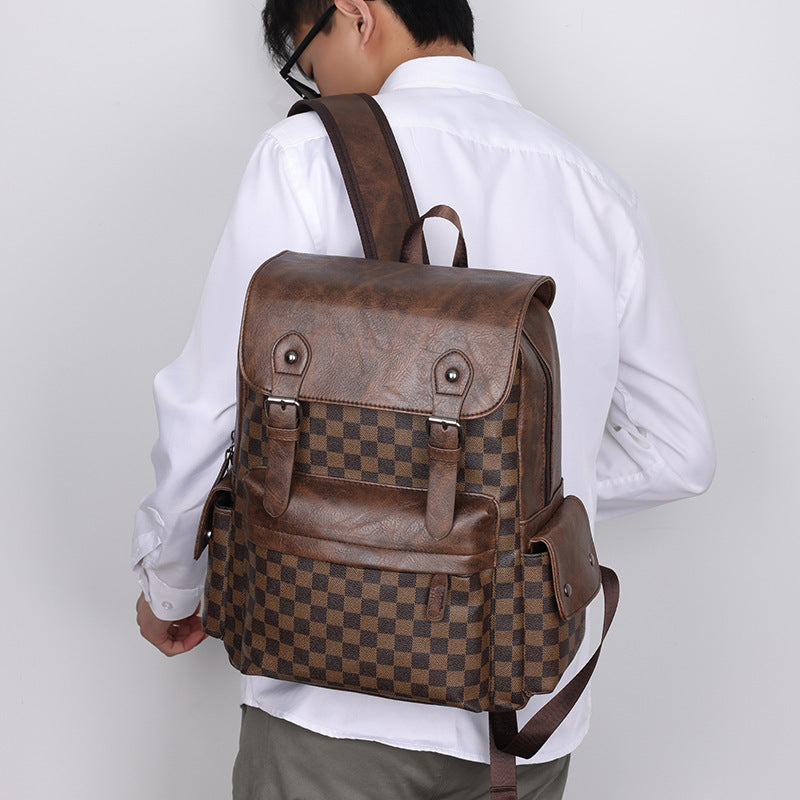 Large Capacity Plaid Laptop Backpack for Travel