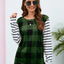 Plaid Striped Round Neck Long Sleeve T-Shirt - Korvel