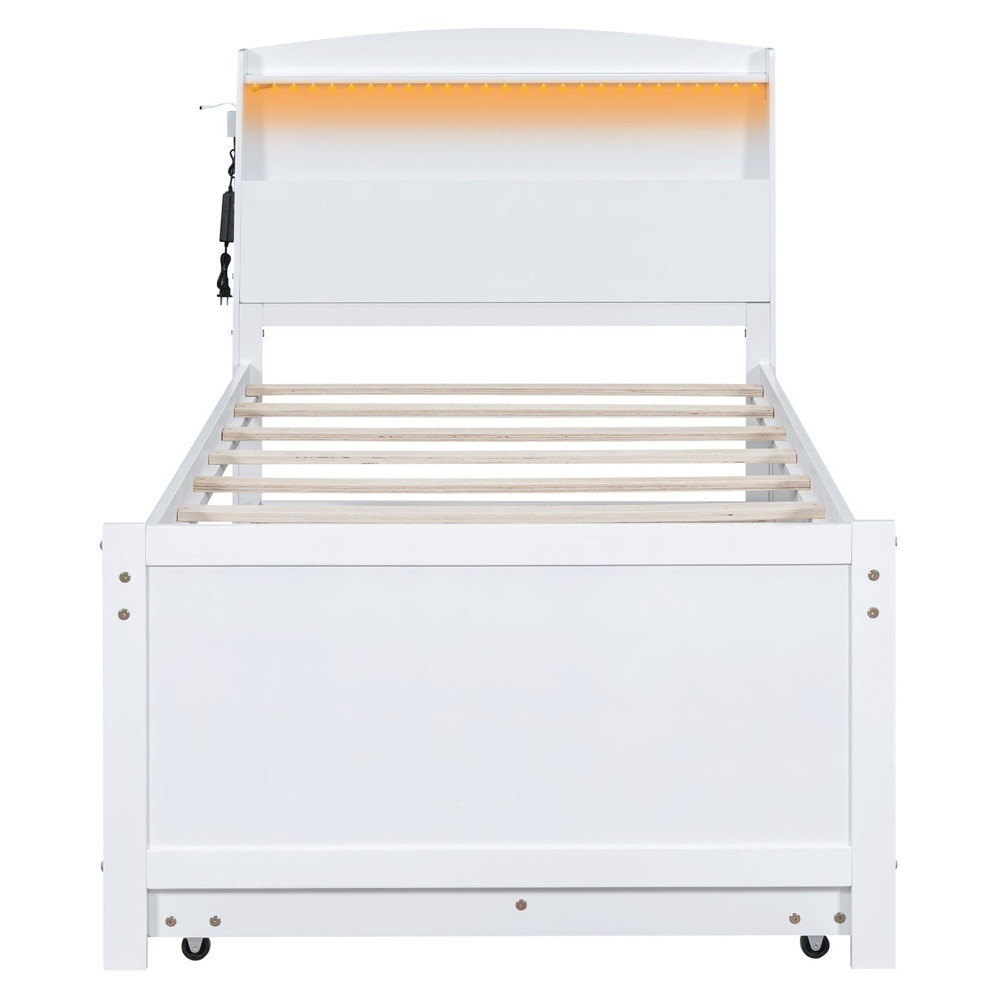 Cama Plataforma Elegante de Tamaño Twin con Almacenamiento y Cabecera LED