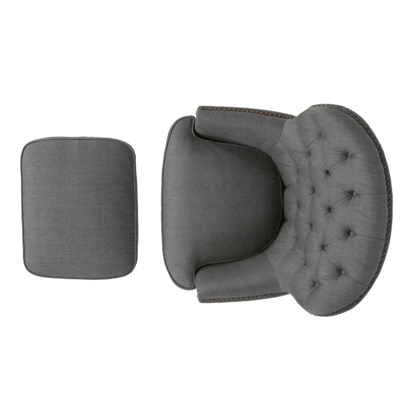 Modern grey fabric club chair and Ottoman set, stylish cushioned armchair, paired with Ottoman style - Korvel
