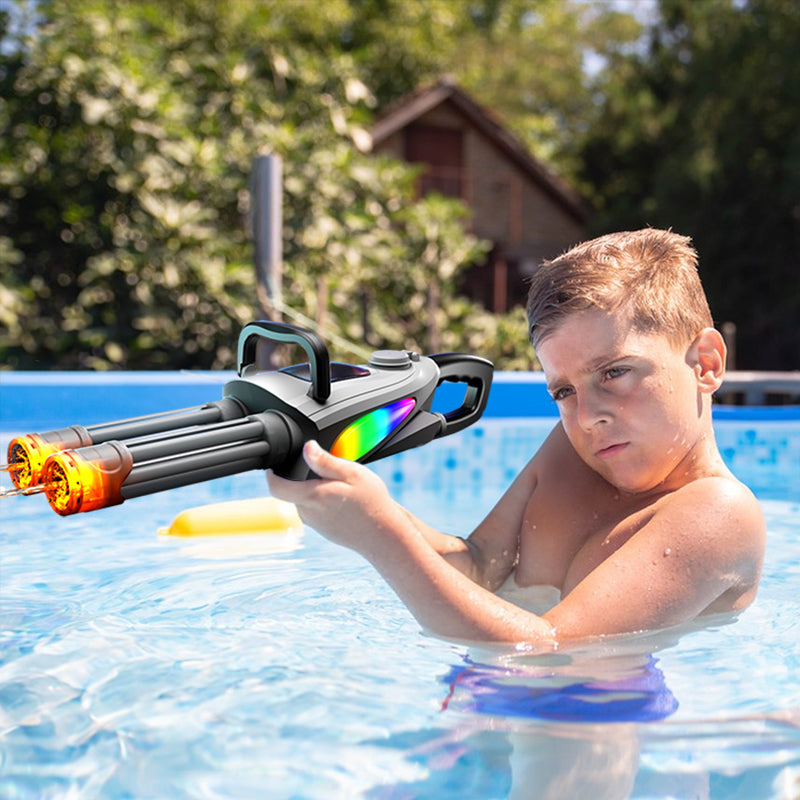 Electric LED Rotating Gatling Water Gun - Auto-Spray Blaster