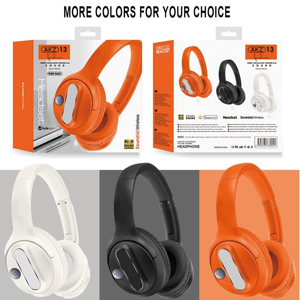 AKZ-13 wireless Bluetooth headset with battery level display and long battery life foldable - Korvel