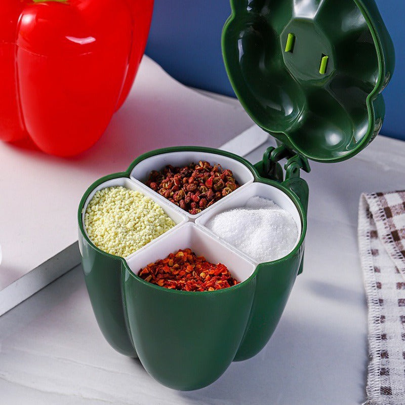 Seasoning box with four compartments and a cover multifunctional seasoning box - Korvel