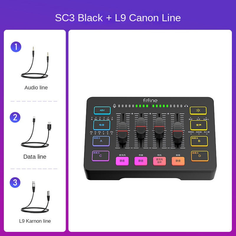 Fifine Game Live Streaming Equipment SC3 Full Set USB External Sound Card Microphone Desktop Karaoke - Korvel