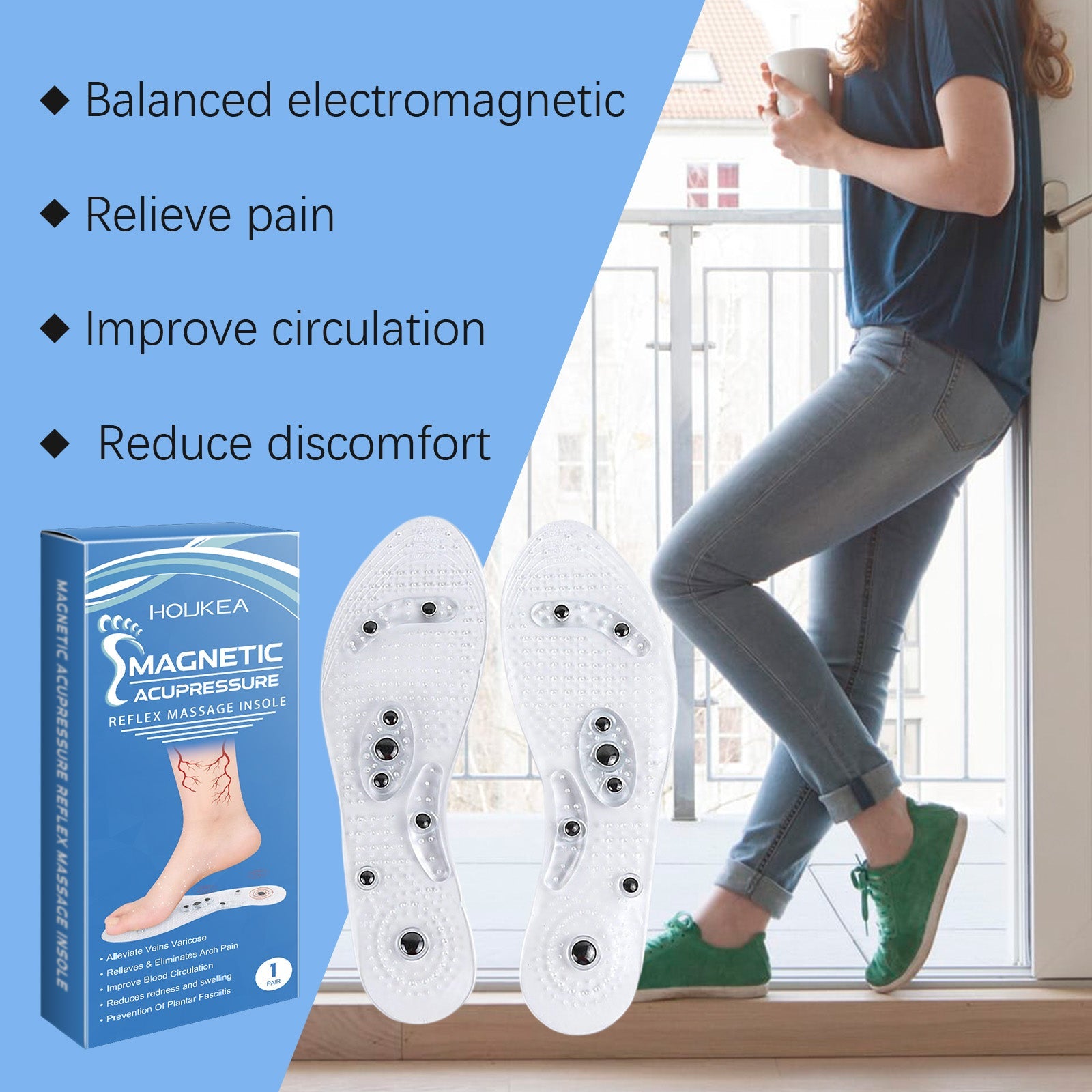 Comfortable Massage Insoles Leg Repair Raised Invisible Support Durable Lightweight Massage Insoles - Korvel