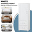Tall bathroom storage cabinet with two drawers and adjustable shelves for independent storage - Korvel