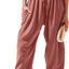 Pantalons larges en coton et lin taille haute pour femmes