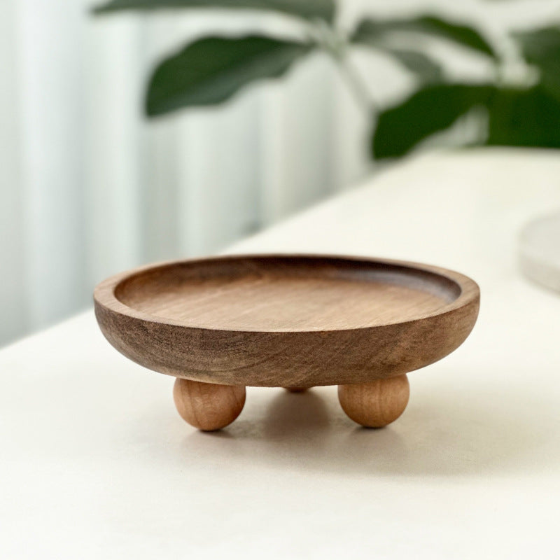 Entrance foyer storage tray aromatherapy glasses placement tray oval wooden ornament household tray - Korvel