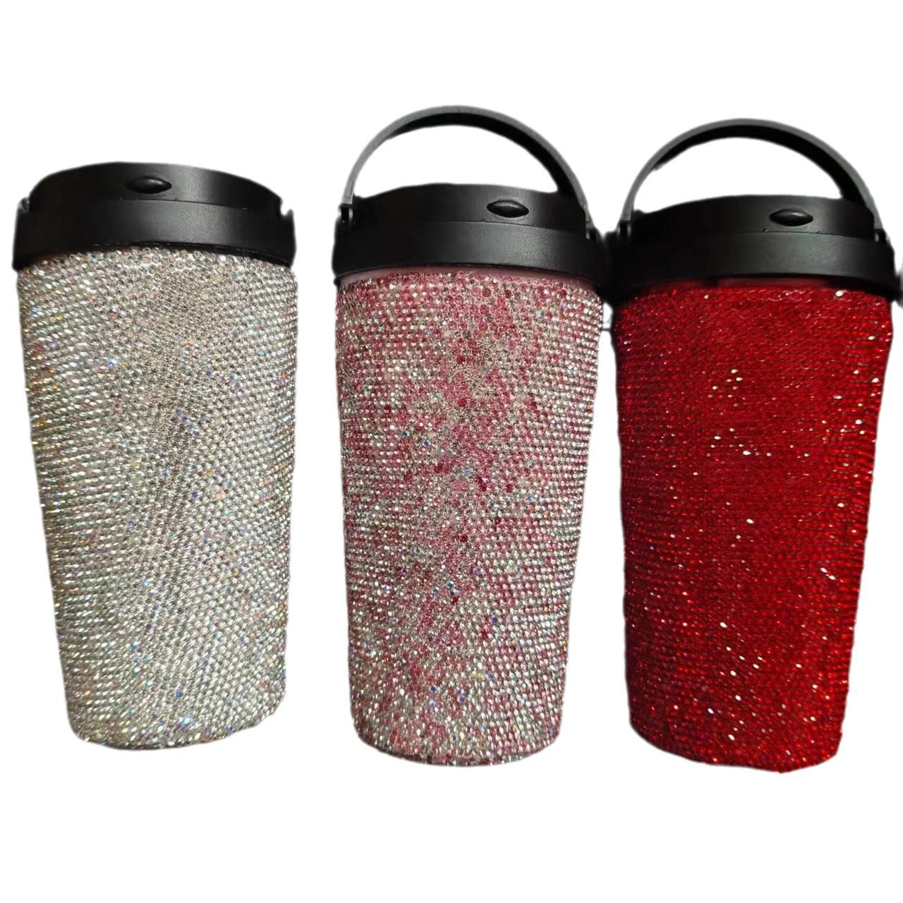Diamond inlaid vacuum stainless steel coffee cup creative handle insulated cup vacuum portable car cup - Korvel