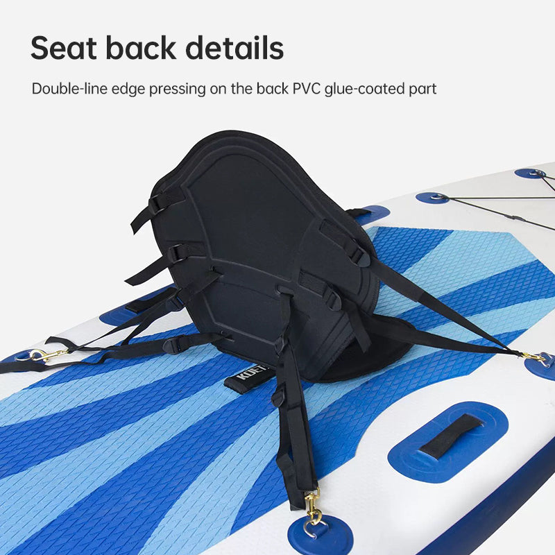 Adjustable padded seat for kayaks, paddleboards, canoes, with backrest, suitable for kayak, canoe, rafts, fishing. - Korvel