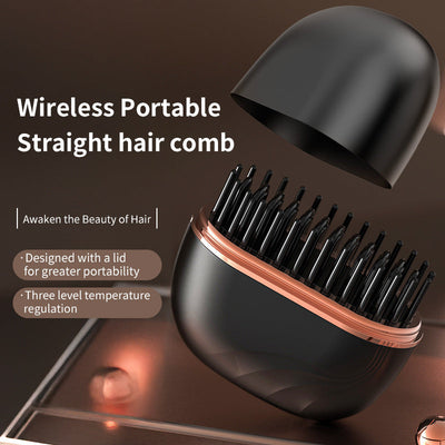 Portable Mini Hair Straightening Comb with Wireless Charging