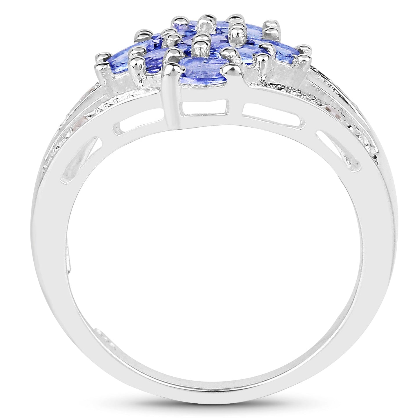 Bague en argent sterling avec tanzanite et topaze blanche de 1,59 carat