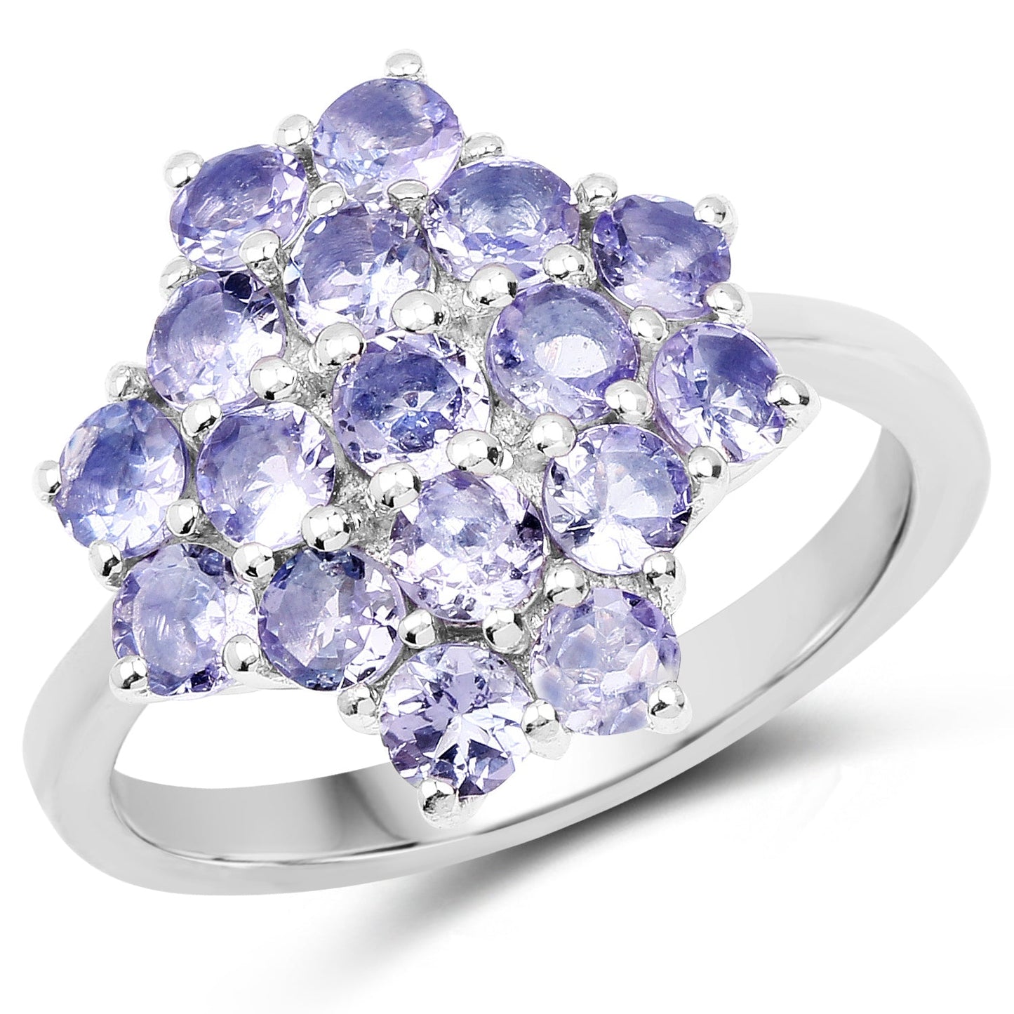 1.70 Carat Genuine Tanzanite Sterling Silver Engagement Ring