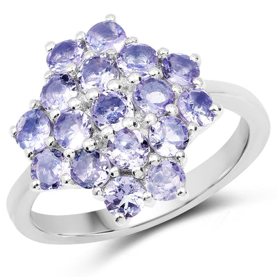 1.70 Carat Genuine Tanzanite Sterling Silver Engagement Ring