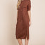 Chic Round Neck Side Slit Midi Dress for Women