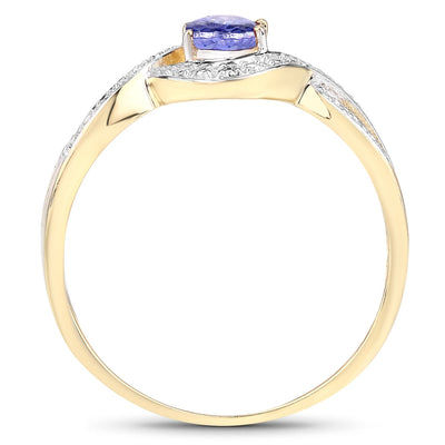 Bague de fiançailles en argent sterling avec tanzanite véritable de 0,75 carat