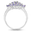 1.61 Carat Genuine Tanzanite Cluster Ring in Sterling Silver