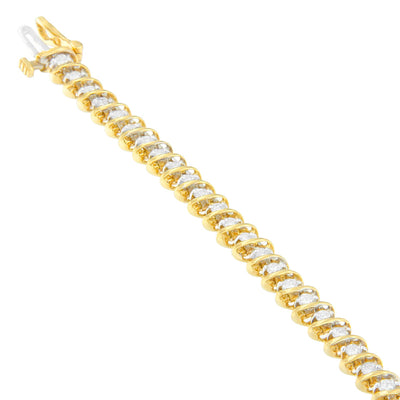 Bracelet en lien spiral en diamant taillé rond en or jaune 18K