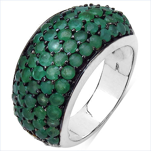 Bague en argent sterling avec émeraude véritable de 2,90 carats et diamants blancs