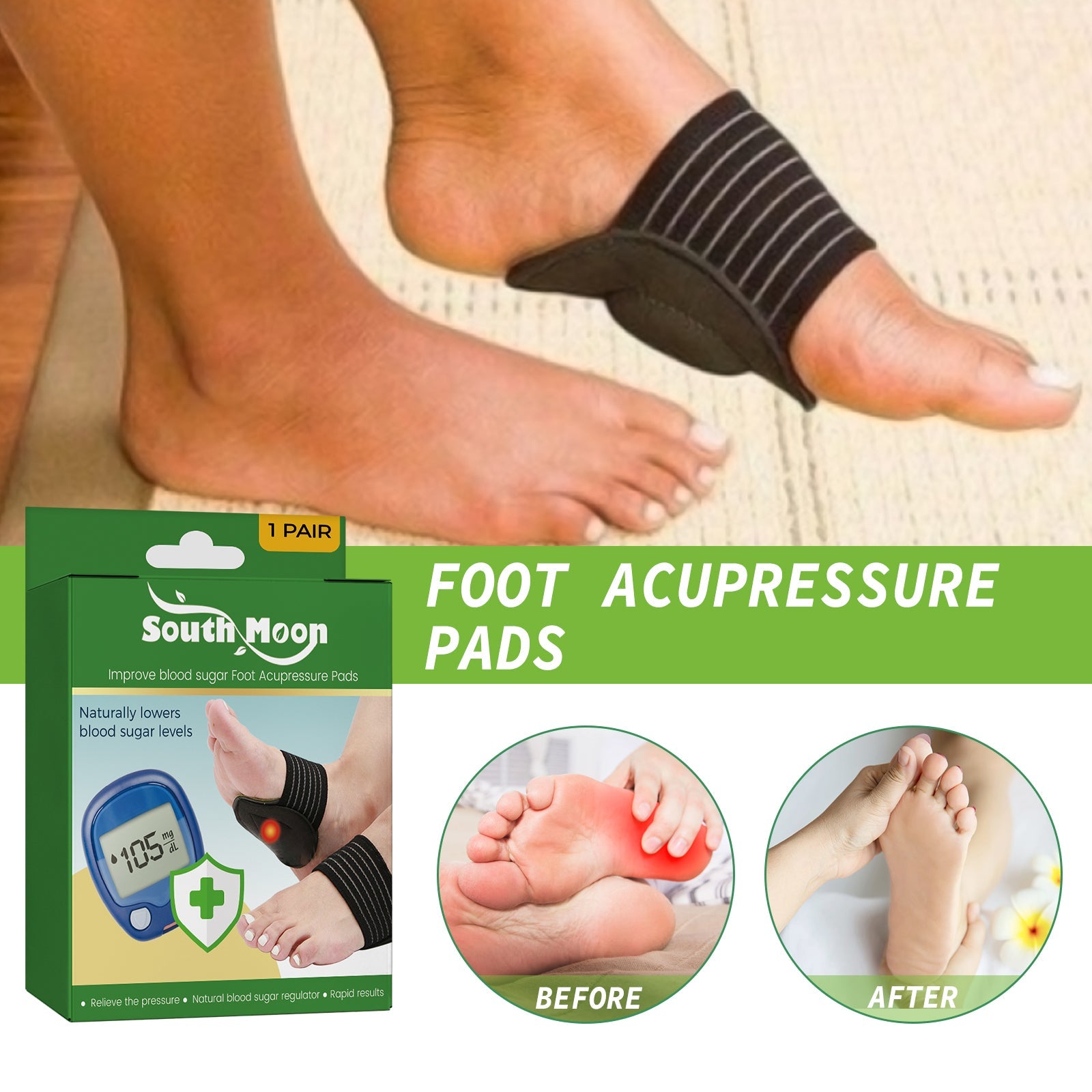 Foot Acupressure Pads, Relieve Heel Soreness Foot Massage Treatment Physical Discomfort Acupressure Pad - Korvel