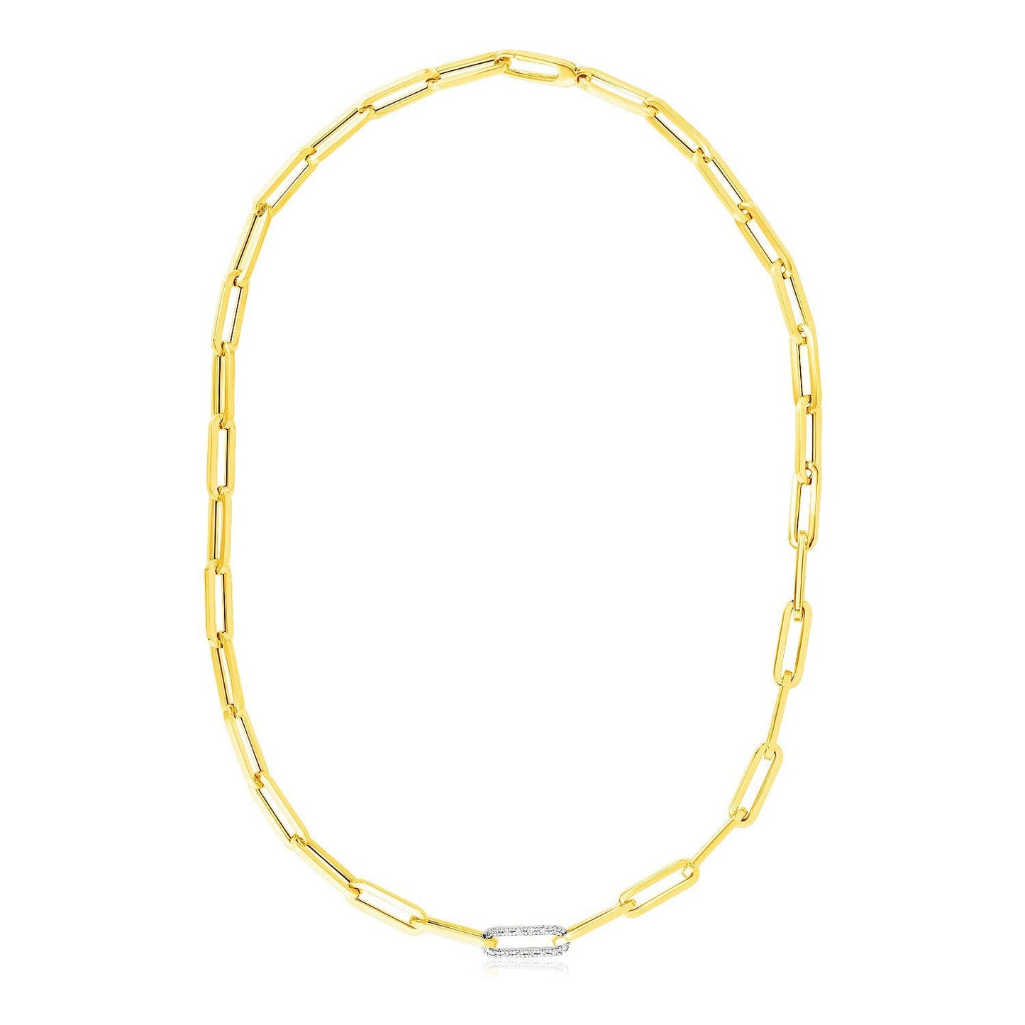 Collier en chaîne en or jaune 14k avec maillon en diamant