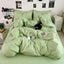 Washed Cotton Solid Color Double Spliced Four-Piece Bedding Set - Sheet, Quilt Cover, Pillowcases for Employee and Dormitory Use - Korvel