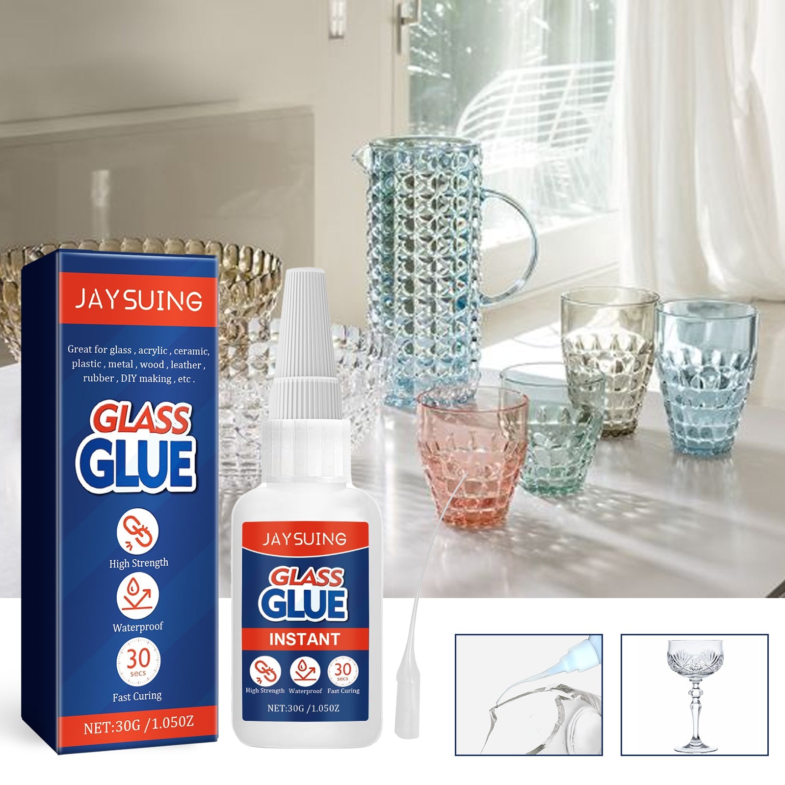 Glass Glue, Glass Ceramic Quick Bonding Repair Multi-Functional Acrylic Adhesive - Korvel