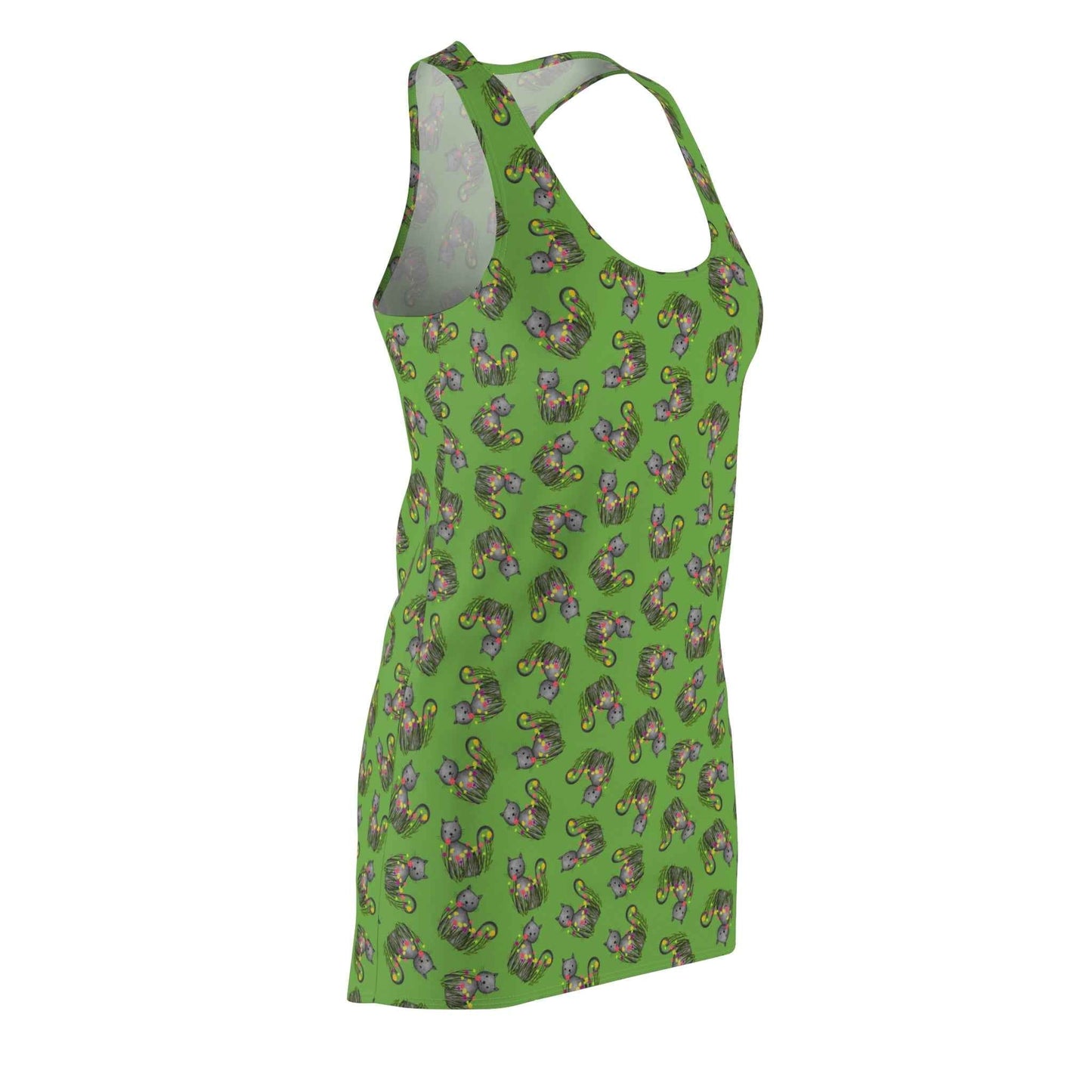 Green WhimsiCat Racerback Dress – Playful Athletic Style