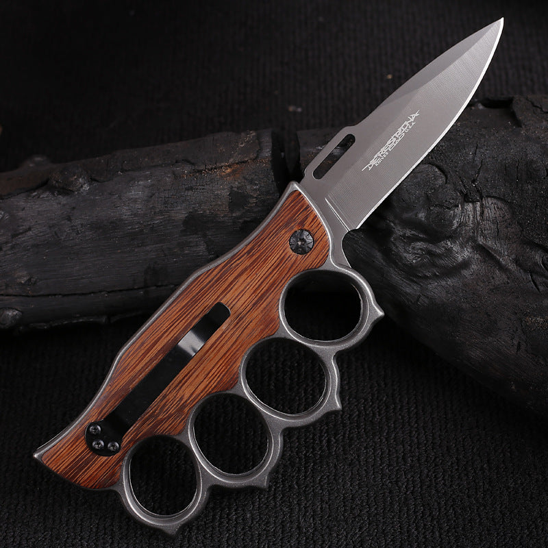 Cuchillo Plegable de Mango de Madera Premium para Aventuras al Aire Libre