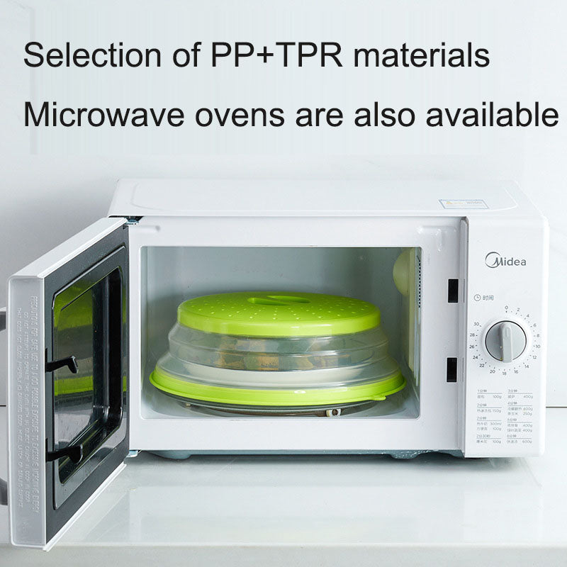Folding cover with hooks, microwave heating cover, multifunctional silicone folding fresh-keeping cover, oil proof and splash pr - Korvel