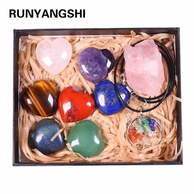 Natural crystal quartz Seven Chakra Crystal Love gemstone Healing stone mineral specimen box Collection - Korvel