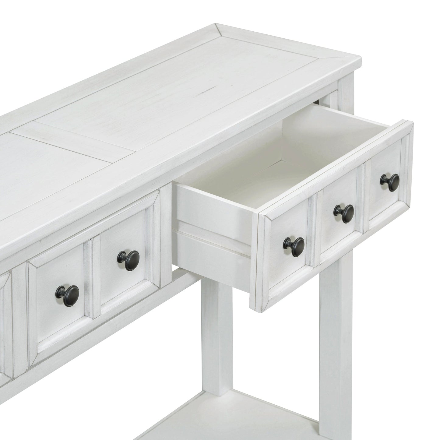 TREXM Rustic Entryway Console Table - 60" Long with Storage