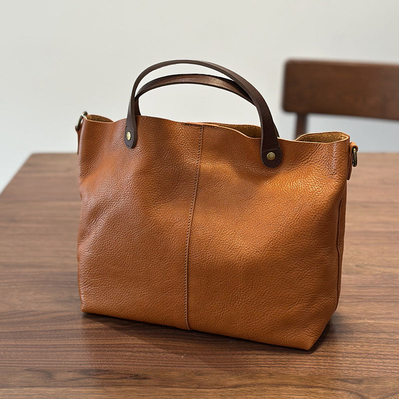 Sac à main shopper en cuir véritable pour femmes
