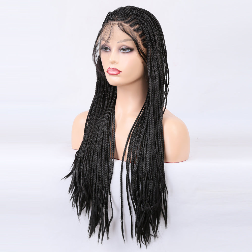 Braided Wigs Three Strand Lotus Dreadlocks Women's Chemical Fiber Front Lace Wig Headgear Lace Wigs - Korvel