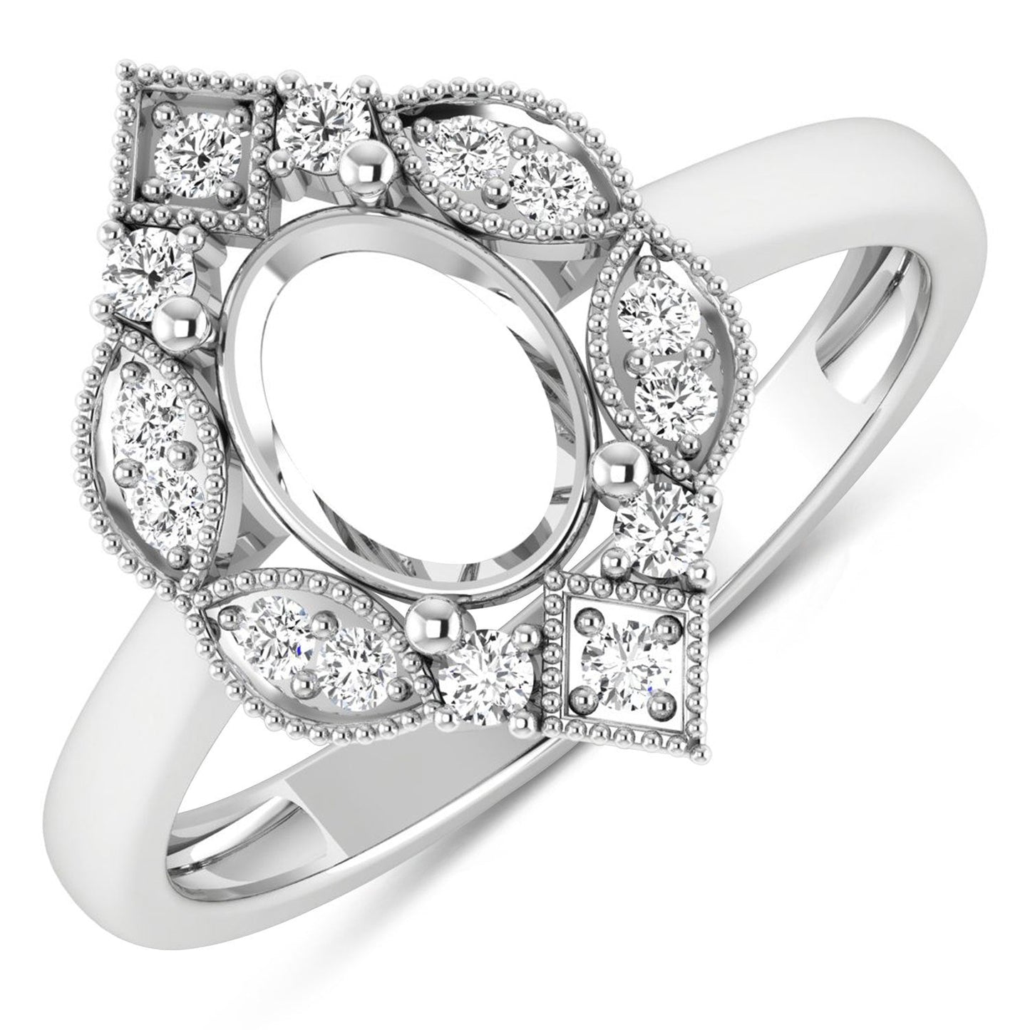 Anillo de Compromiso Semi Montura de Diamante Blanco de 0.20 Quilates en Oro Blanco de 14K
