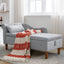 Chaise longue en velours gris avec rangement et coussin