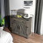 Modern Farmhouse Double Barn Door Accent Cabinet, 30 Inch,BLACK PINE - Korvel